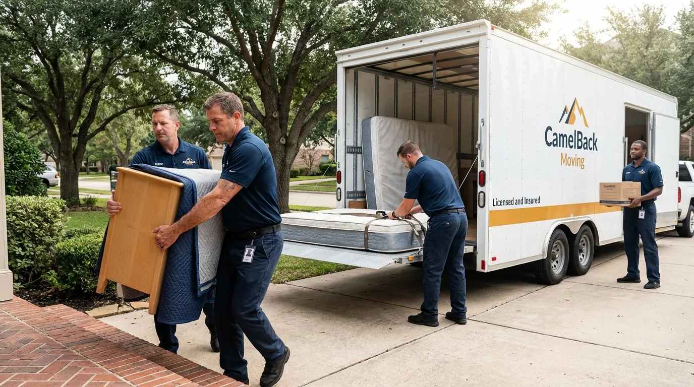 Crew loading residential truck for cross-state move from Scottsdale, AZ