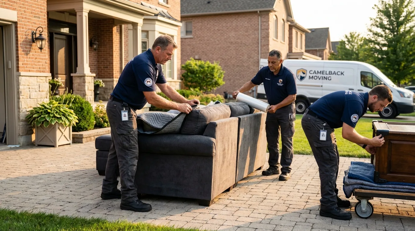Large estate moving crew wrapping furniture in Scottsdale, AZ