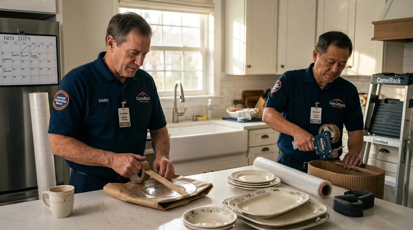 Professional crew packing kitchen dishware in Scottsdale, AZ